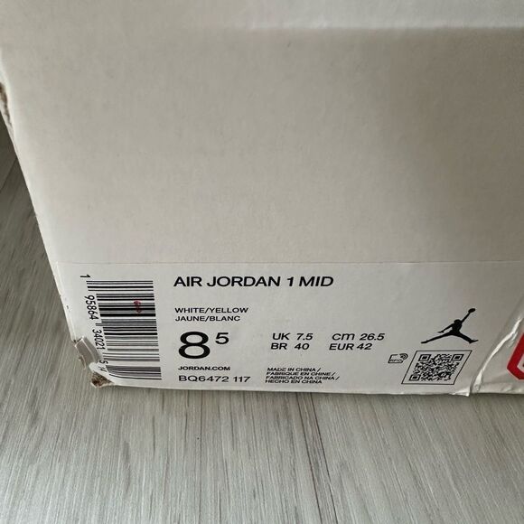 Air Jordan 1 Mid Pollen White Yellow Size 8 &‎ 1/2 in yellow and white NWT - Picture 11 of 12